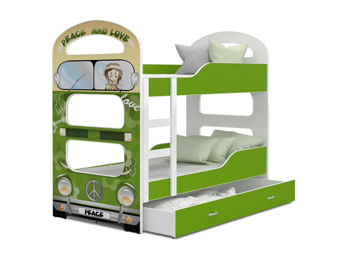 KINDERETAGENBETT mit Bettkasten Matratze Amigo 190x80 cm, Grün