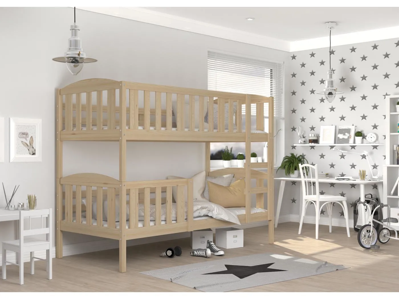 KINDERETAGENBETT mit Matratze Jumbo 190x80 cm, Kieferfarbe