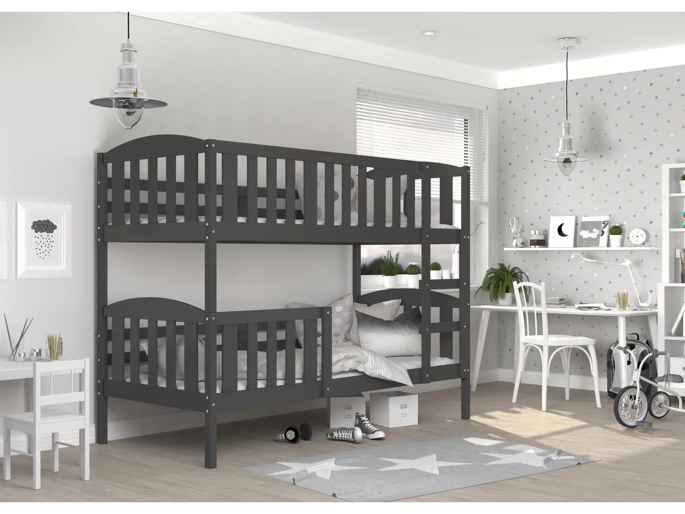 KINDERETAGENBETT mit Matratze Jumbo 190x80 cm, Grau