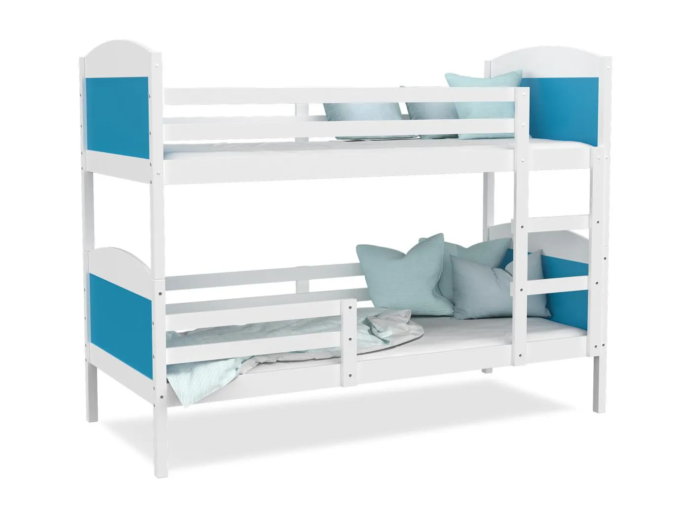 KINDERETAGENBETT mit Matratze Mateo 190x80 cm, weißer Korpus / blaue Einsätze