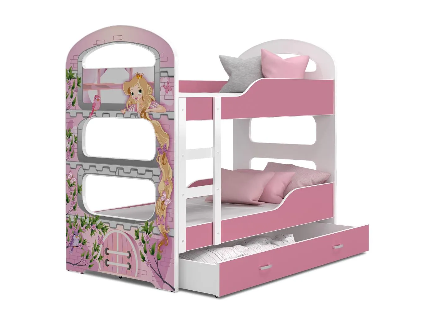 KINDERETAGENBETT mit Bettkasten Matratze Amigo 190x80 cm, Rosa