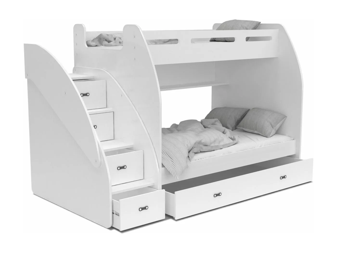 KINDERETAGENBETT mit Bettkasten Matratze Bonini 120x200 cm, weißer Korpus / weiße Einsätze