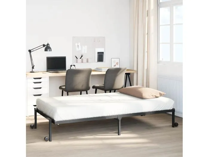 Bettgestell ohne Matratze Klappbar Schwarz 107x203 cm Stahl