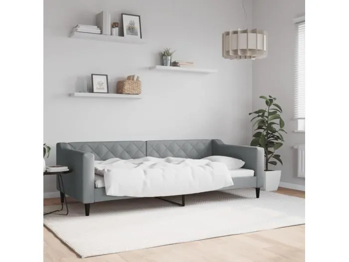 Tagesbett Hellgrau 90x200 cm Stoff