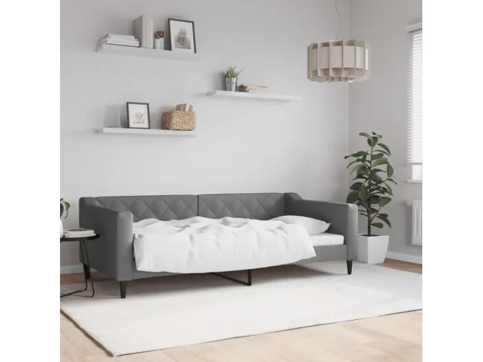 Tagesbett Dunkelgrau 90x190 cm Stoff