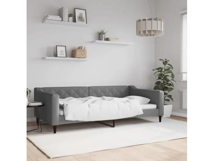 Tagesbett Dunkelgrau 100x200 cm Stoff