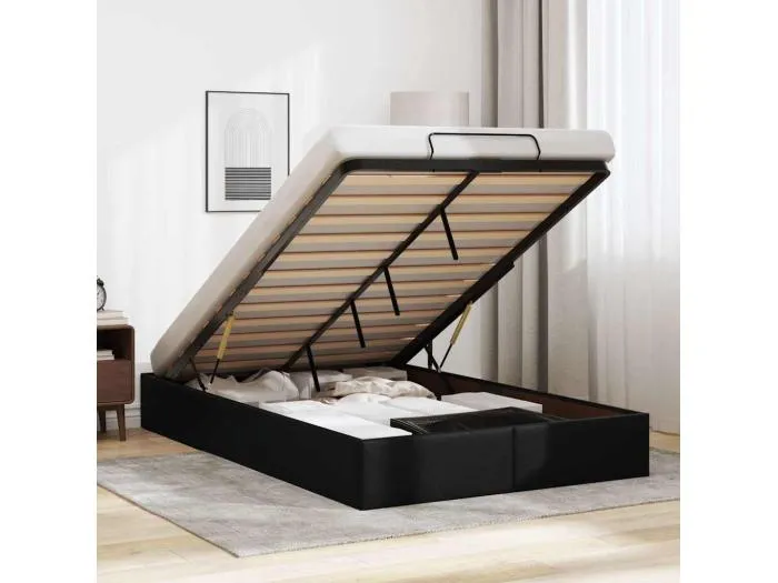 Ottoman-Bett ohne Matratze Schwarz 120x190 cm Kunstleder