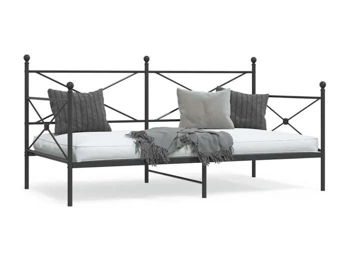 Tagesbett ohne Matratze Schwarz 100x200 cm Stahl