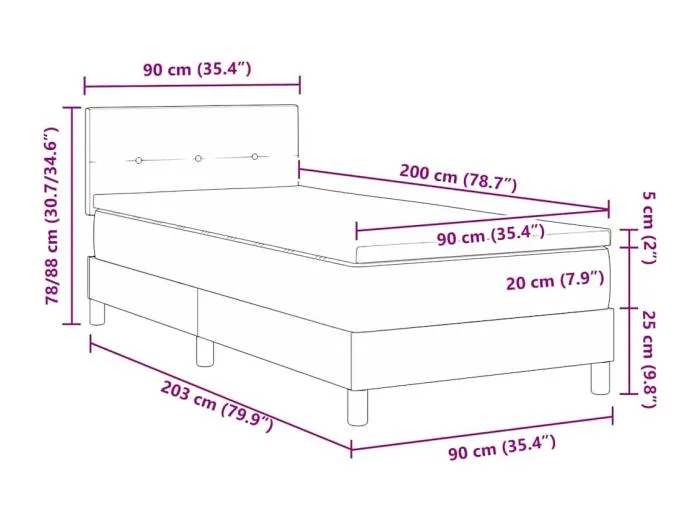Boxspringbett mit Matratze mit Matratze Blau 90 x 200 cm Stoff