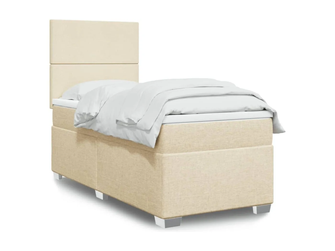 Boxspringbett mit Matratze Creme 90x200 cm Stoff