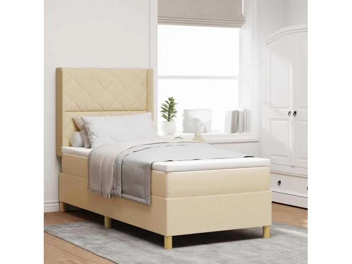 Boxspringbett mit Matratze Creme 90 x 200 cm Stoff