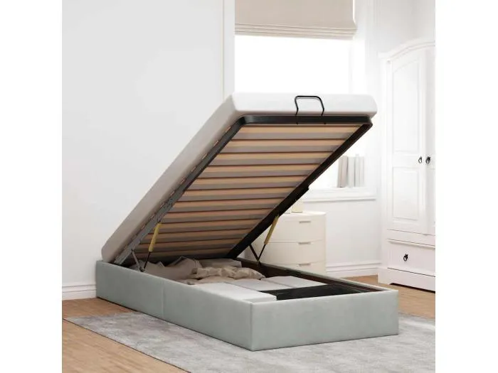 Ottoman-Bett ohne Matratze Hellgrau 90x200 cm Samt