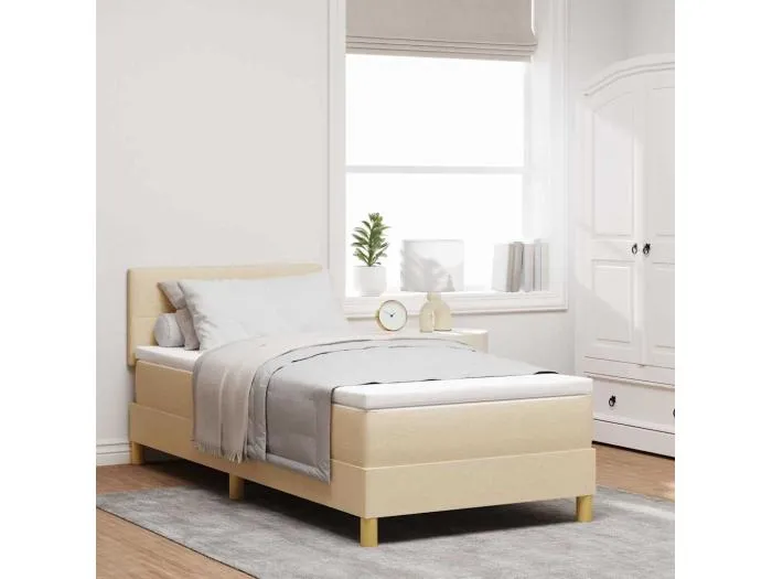 Boxspringbett mit Matratze mit Matratze Creme 90 x 200 cm Stoff