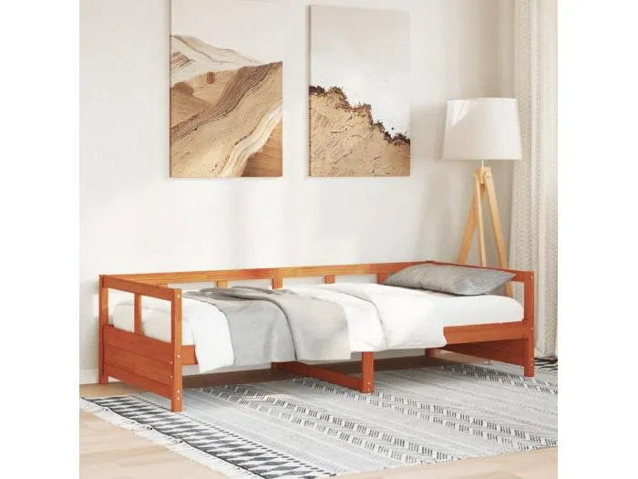 Tagesbett ohne Matratze Wachsbraun 90x190 cm Massivholz Kiefer