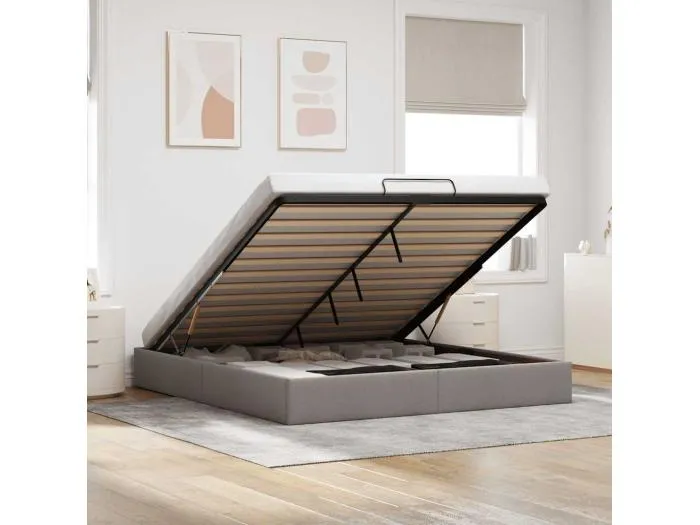 Ottoman-Bett ohne Matratze Taupe 180x200 cm Stoff