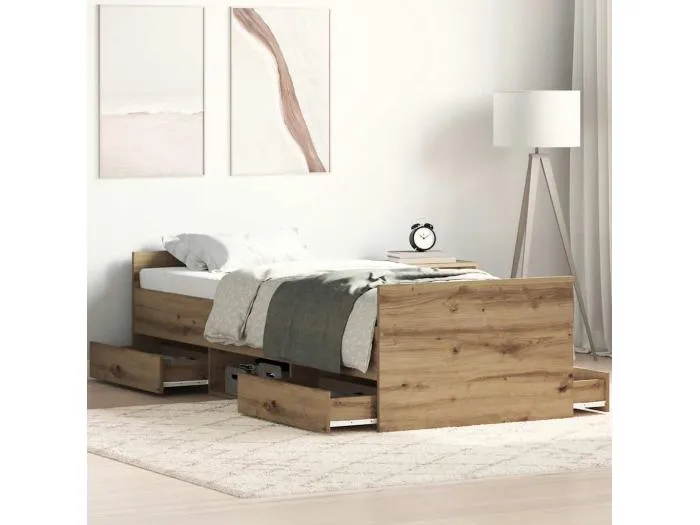 Bettgestell ohne Matratze Artisan-Eiche 100x200cm Holzwerkstoff