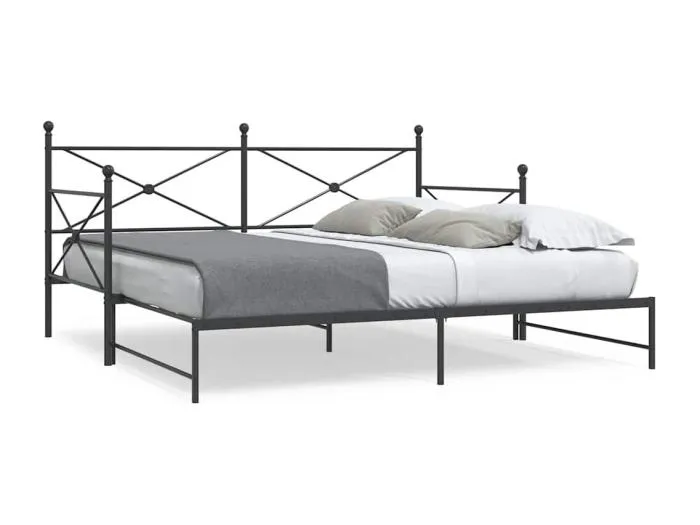 Tagesbett Ausziehbar ohne Matratze Schwarz 100x200 cm Stahl