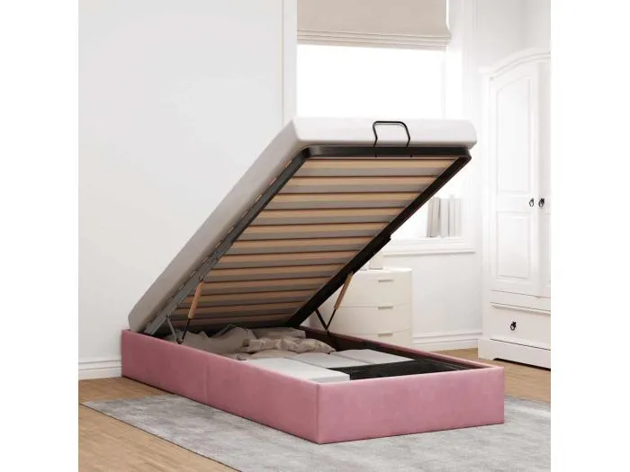 Ottoman-Bett ohne Matratze Rosa 90x200 cm Samt