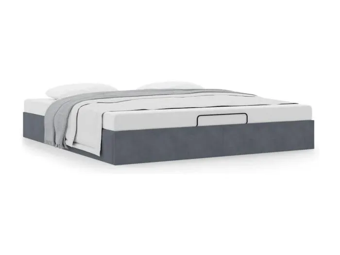 Ottoman-Bett ohne Matratze Dunkelgrau 160x200 cm Samt