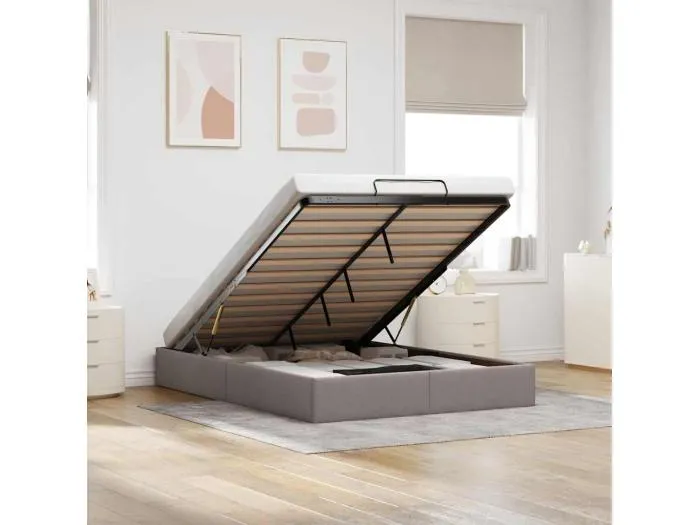 Ottoman-Bett ohne Matratze Taupe 140x200 cm Stoff