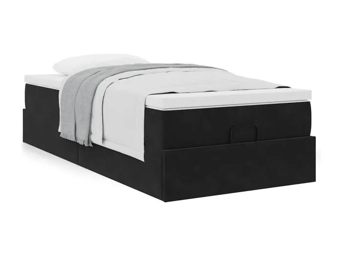 Ottoman-Bett mit Matratze Schwarz 100x200 cm Samt