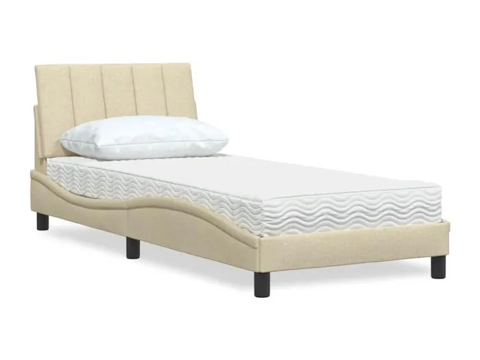 Bett mit Matratze "Hanko" Creme 90x200 cm Stoff