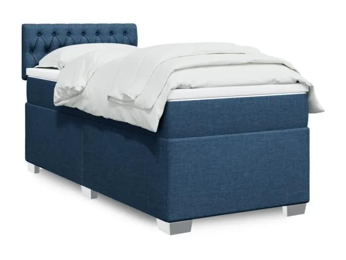 Boxspringbett mit Matratze Blau 90x200 cm Stoff