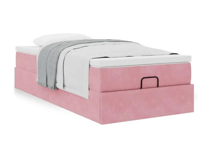Ottoman-Bett mit Matratze Rosa 90x200 cm Samt