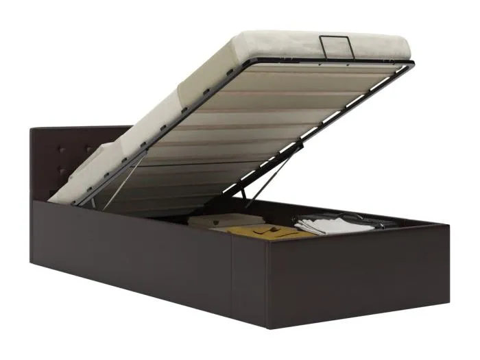 Stauraumbett Hydraulisch Grau Kunstleder 90×200 cm