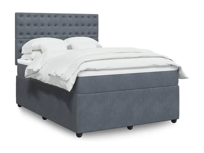 Boxspringbett mit Matratze Dunkelgrau 140x200 cm Samt