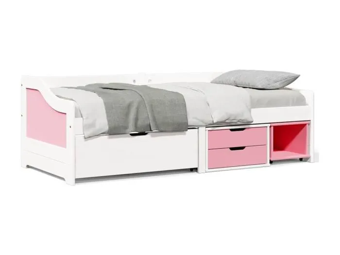 Tagesbett mit 3 Schubladen ohne Matratze Weiß Rosa 90x200cm