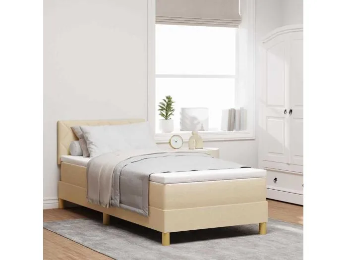 Boxspringbett mit Matratze mit Kopfteil Creme 90 x 200 cm Stoff