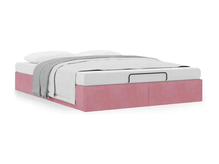 Ottoman-Bett ohne Matratze Rosa 140x200 cm Samt