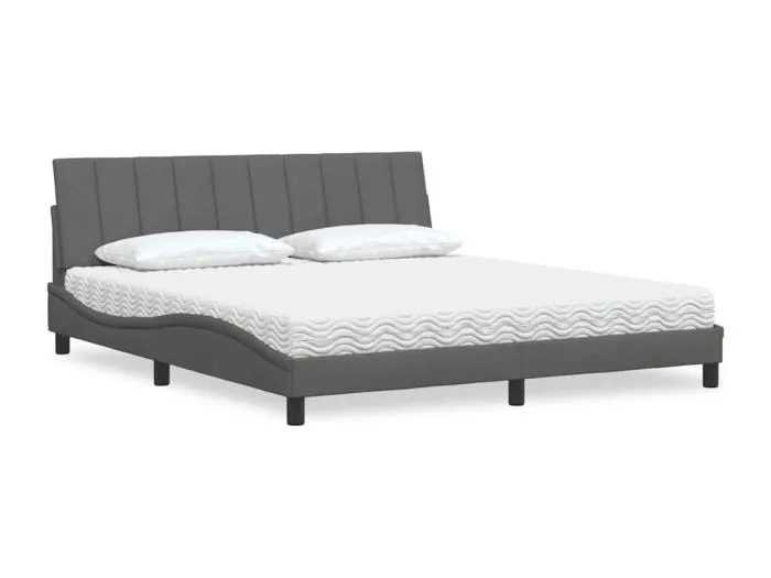 Bett mit Matratze "Hanko" Dunkelgrau 180x200 cm Stoff