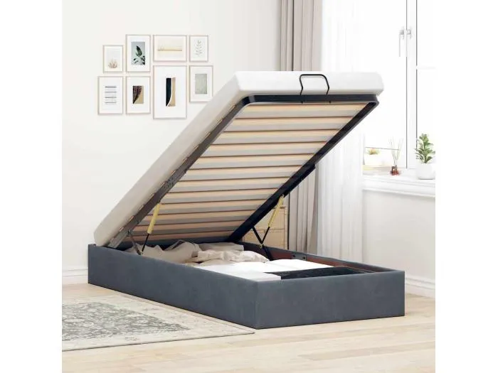 Ottoman-Bett ohne Matratze Dunkelgrau 80x200 cm Samt