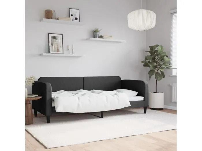 Tagesbett,Sofabett Schwarz 80x200 cm Stoff -gkd31478