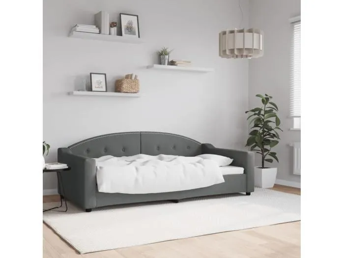 Tagesbett,Sofabett Dunkelgrau 90x190 cm Stoff -gkd18948