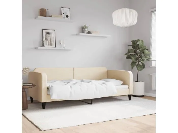 Tagesbett,Sofabett Creme 90x200 cm Stoff -gkd31092