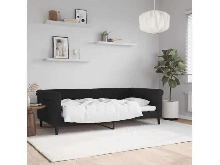 Tagesbett,Sofabett Schwarz 90x190 cm Samt -gkd66181