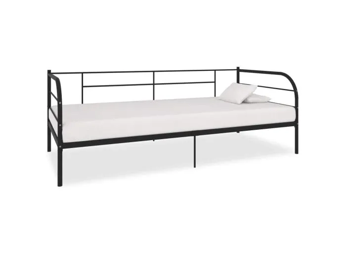 Tagesbett,Sofabett-Rahmen Schwarz Metall 90×200 cm -gkd59603