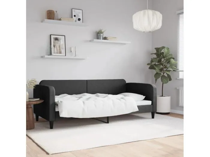 Tagesbett,Sofabett Schwarz 90x200 cm Stoff -gkd84543