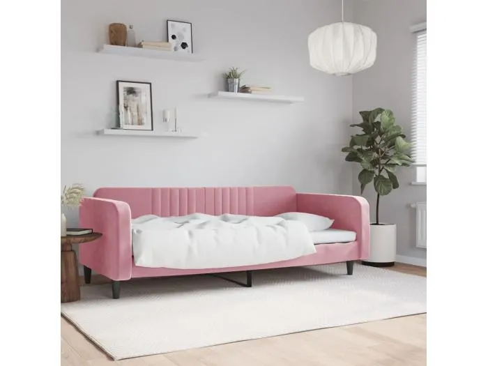 Tagesbett,Sofabett Rosa 100x200 cm Samt -gkd52697