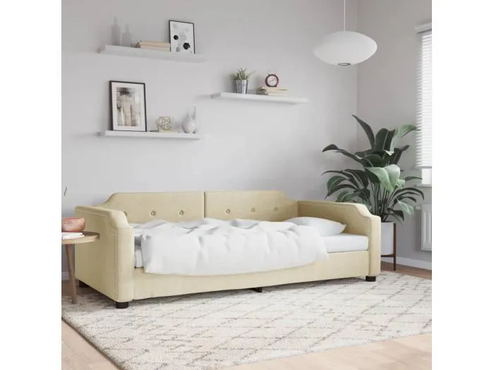 Tagesbett,Sofabett Creme 80x200 cm Stoff -gkd59471