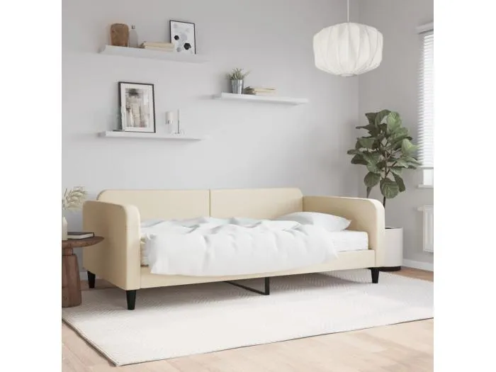 Tagesbett,Sofabett mit Matratze Creme 80x200 cm Stoff -gkd87333