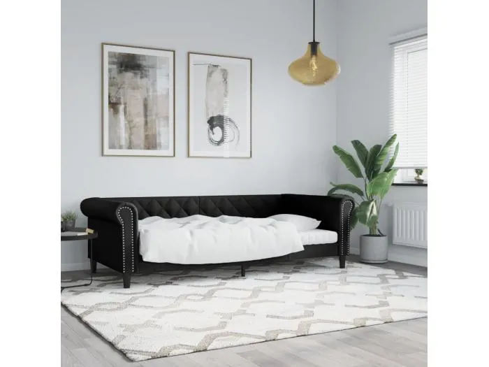 Tagesbett,Sofabett Schwarz 90x190 cm Kunstleder -gkd56232