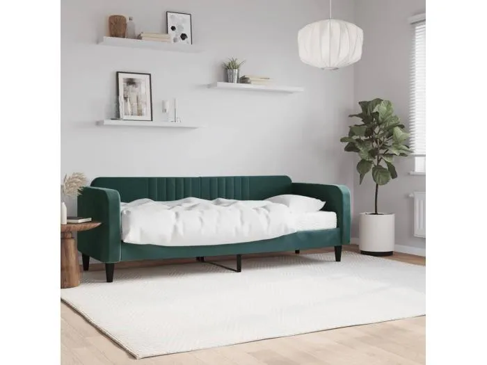 Tagesbett,Sofabett mit Matratze Dunkelgrün 80x200 cm Samt -gkd47328