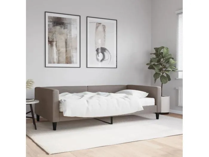 Tagesbett,Sofabett mit Matratze Taupe 100x200 cm Stoff -gkd61971