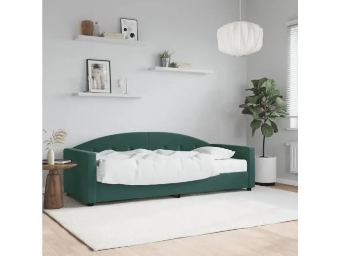 Tagesbett,Sofabett mit Matratze Dunkelgrün 80x200 cm Samt -gkd44229
