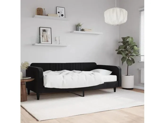 Tagesbett,Sofabett mit Matratze Schwarz 100x200 cm Samt -gkd67571