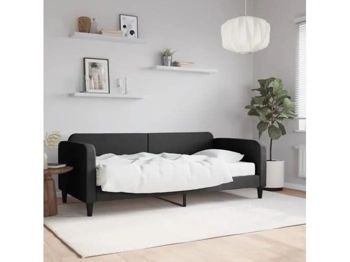 Tagesbett,Sofabett mit Matratze Schwarz 90x200 cm Stoff -gkd70418